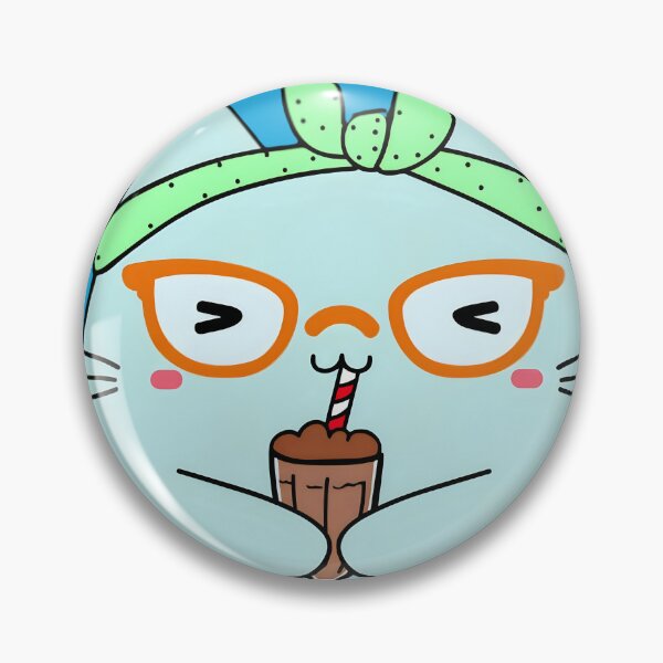 Item preview, Hipster Blue Cat Drinking Chocolate Milkshake designed and sold by Cutecharactel.