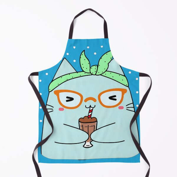 Item preview, Hipster Blue Cat Drinking Chocolate Milkshake designed and sold by Cutecharactel.