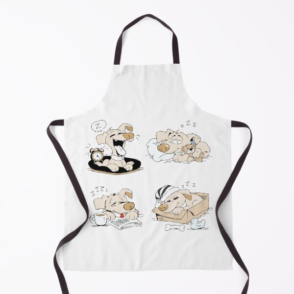 Item preview, Cute cartoon dog sleeping in different cozy situations including bed, box, reading time, and with a teddy bear in a playful hand-drawn illustration set. designed and sold by maewjpho.