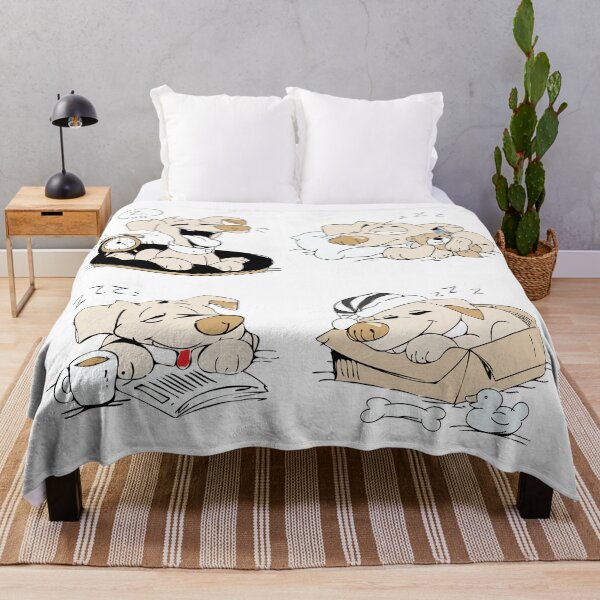 Item preview, Cute cartoon dog sleeping in different cozy situations including bed, box, reading time, and with a teddy bear in a playful hand-drawn illustration set. designed and sold by maewjpho.