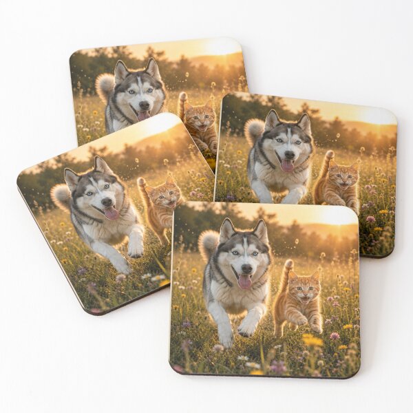 Item preview, Happy Husky and Kitten Best Friends designed and sold by BagFactoryUK.