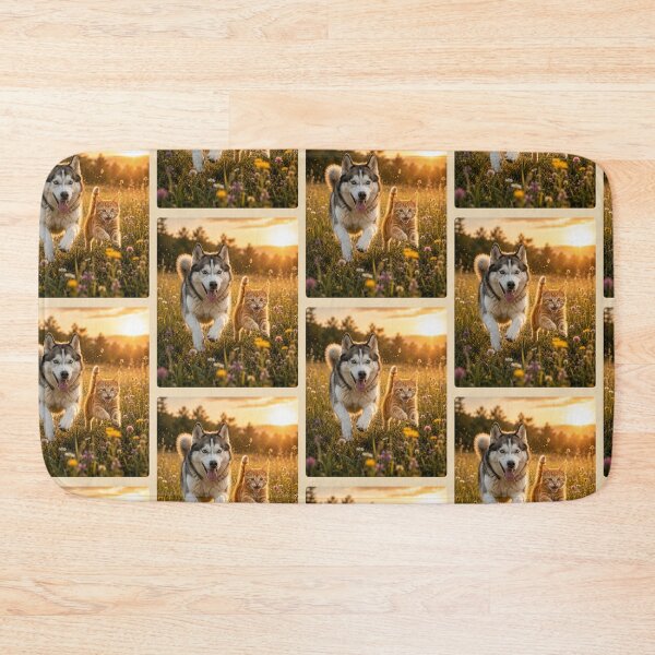 Item preview, Happy Husky and Kitten Best Friends designed and sold by BagFactoryUK.