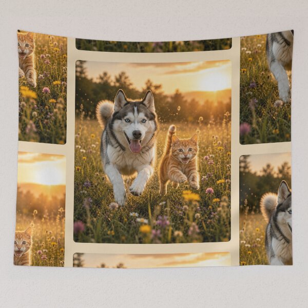 Item preview, Happy Husky and Kitten Best Friends designed and sold by BagFactoryUK.