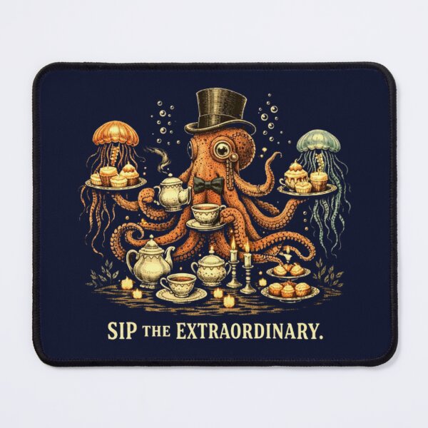 Item preview, Sip the Extraordinary – Whimsical Octopus Tea Party Artwork designed and sold by Dogandesighn.