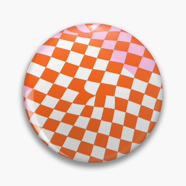 Item preview, Wavy Retro Checkerboard — Orange & Pink 70s Distorted Grid Pattern designed and sold by Lily-and-Lyle.