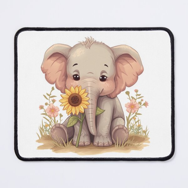 Item preview, Cute Elephant Holding Sunflower: Pastel Warm Tone designed and sold by DigitfanStudio.