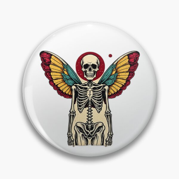 Item preview, Vintage Horror Tattoo Flash – Skeleton Moth Raven Occul designed and sold by 996Basch.