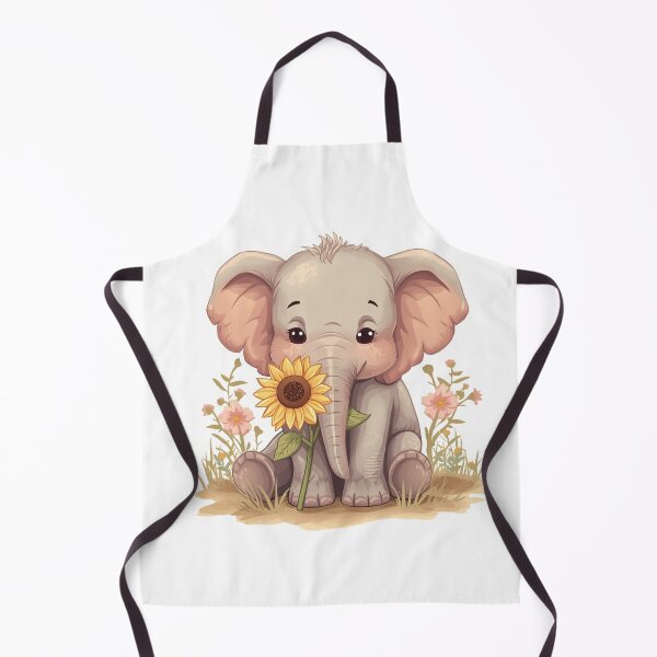 Item preview, Cute Elephant Holding Sunflower: Pastel Warm Tone designed and sold by DigitfanStudio.