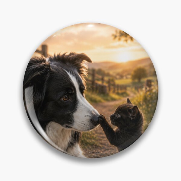 Item preview, Gentle Border Collie and Kitten Friendship designed and sold by BagFactoryUK.