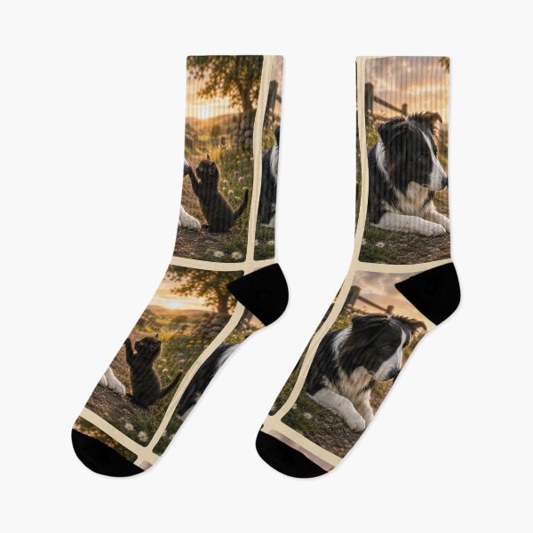 Item preview, Gentle Border Collie and Kitten Friendship designed and sold by BagFactoryUK.