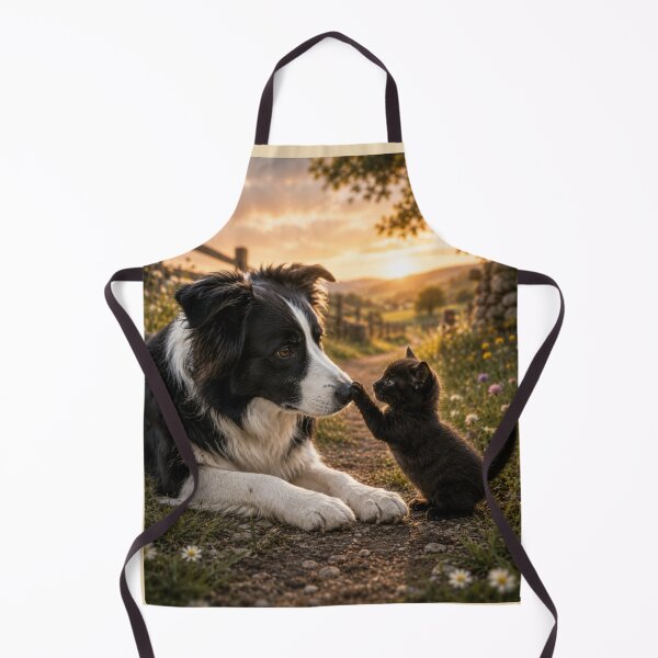 Item preview, Gentle Border Collie and Kitten Friendship designed and sold by BagFactoryUK.