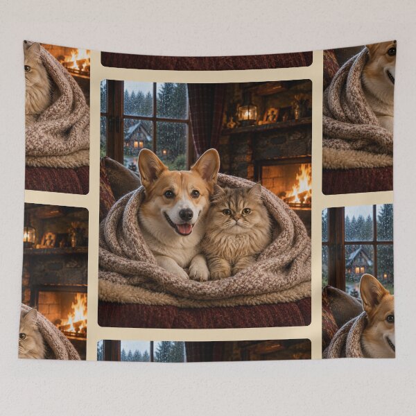 Item preview, Cozy Corgi and Fluffy Cat Companions designed and sold by BagFactoryUK.