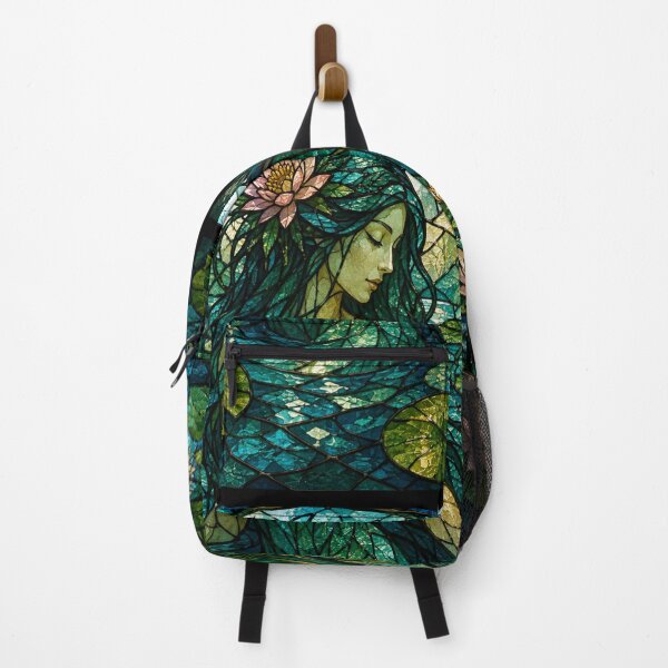 Item preview, Water Nymph in Stained Glass – Enchanted Lotus Pond designed and sold by Karszul.
