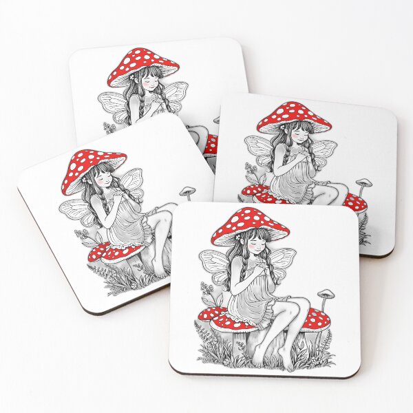 Item preview, Cottagecore Mushroom Fairy Continuous Line Art designed and sold by 996Basch.