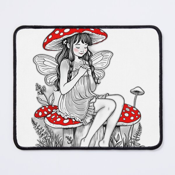 Item preview, Cottagecore Mushroom Fairy Continuous Line Art designed and sold by 996Basch.