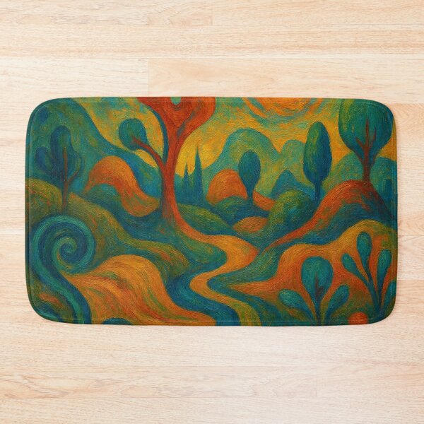 Item preview, Impressionist Winding Path Painting - Earthy Abstract Nature Art designed and sold by Nexus Space.