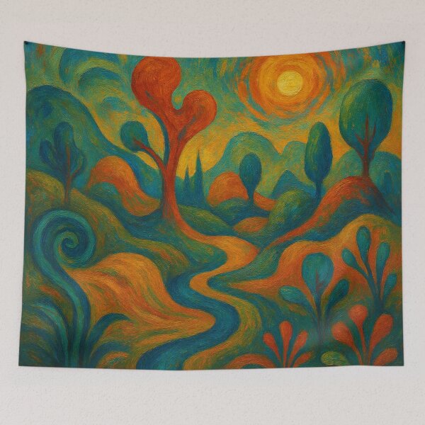 Item preview, Impressionist Winding Path Painting - Earthy Abstract Nature Art designed and sold by Nexus Space.
