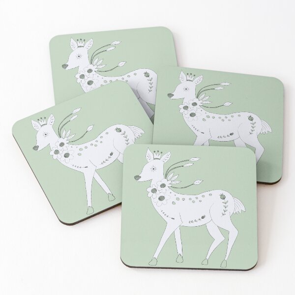 Item preview, White Mystical Deer with Flowers & Crown designed and sold by ashleywilks.