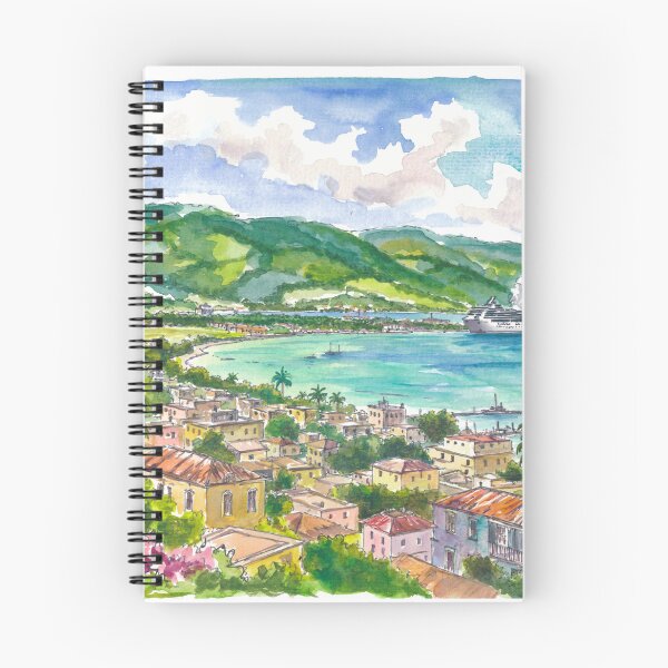 Item preview, Montego Bay Jamaica Watercolor – Caribbean Harbor and Cruise Ship Art Print, Travel Gift designed and sold by artshop77.