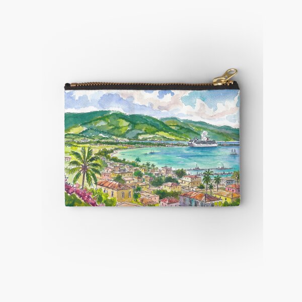 Item preview, Montego Bay Jamaica Watercolor – Caribbean Harbor and Cruise Ship Art Print, Travel Gift designed and sold by artshop77.