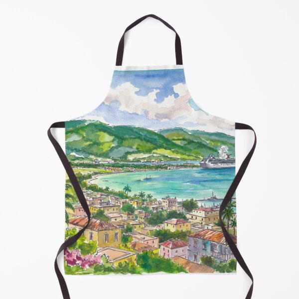 Item preview, Montego Bay Jamaica Watercolor – Caribbean Harbor and Cruise Ship Art Print, Travel Gift designed and sold by artshop77.