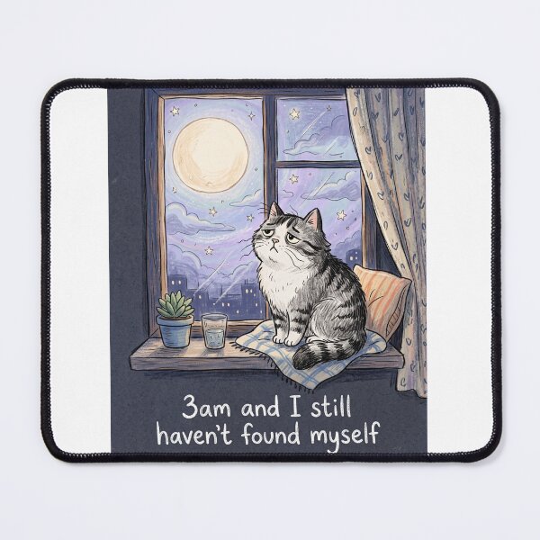 Item preview, 3am And I Still Havent Found Myself Funny Cat Meme designed and sold by TaiwanMemory.