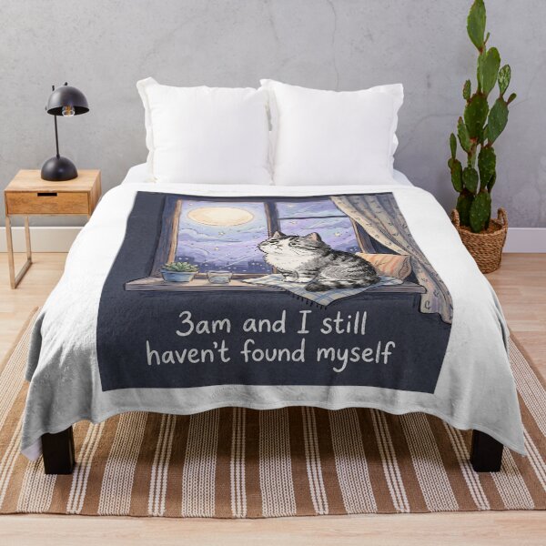 Item preview, 3am And I Still Havent Found Myself Funny Cat Meme designed and sold by TaiwanMemory.