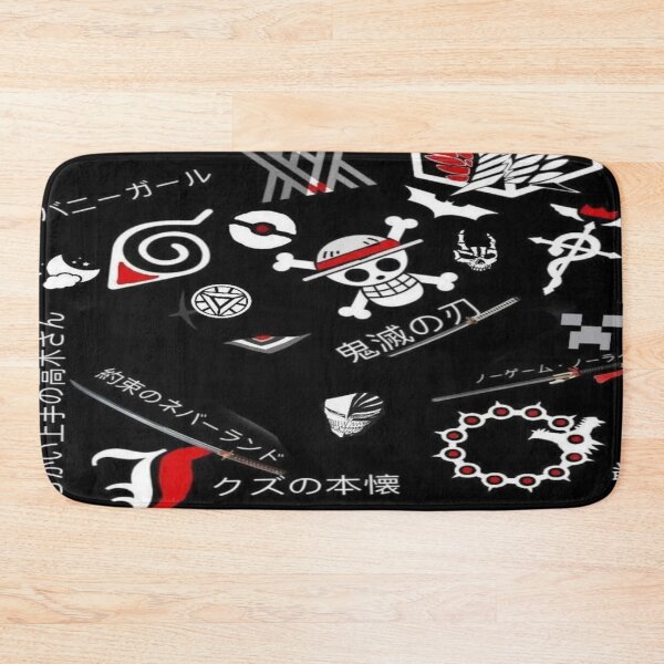 Item preview, Collection of Japanese Anime Symbols - Manga Logos on a Black Background (One Piece, Naruto, Demon Slayer, SAO) designed and sold by RAYBIL.