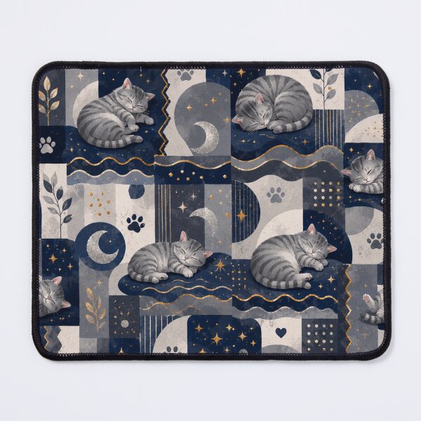 Item preview, Sleeping Gray Cat Moon Pattern designed and sold by Mindworx21.