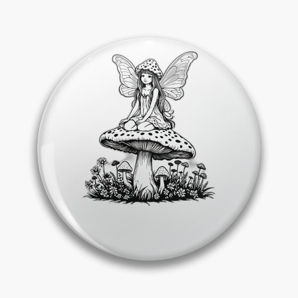Item preview, Cottagecore Mushroom Fairy – Minimal Line Art designed and sold by 996Basch.