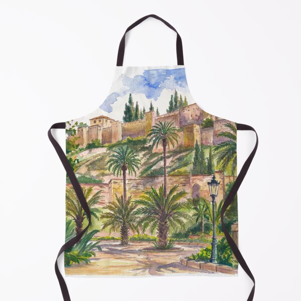 Item preview, Sunlit Málaga Gardens Beneath the Timeless Alcazaba Fortress Walls designed and sold by artshop77.