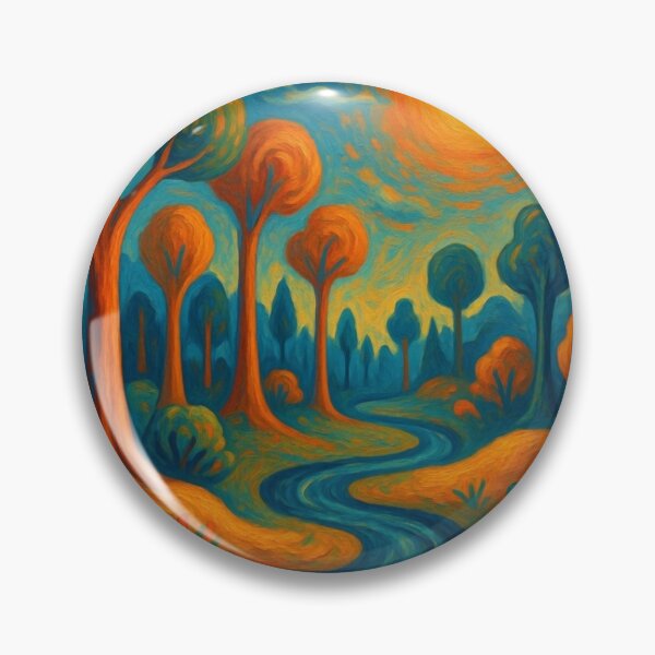 Item preview, Impressionist Forest River Path - Golden Sun Landscape Painting designed and sold by Nexus Space.