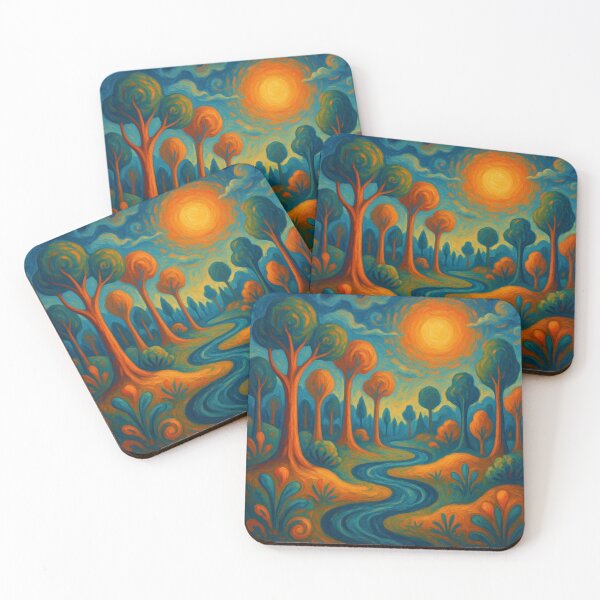 Item preview, Impressionist Forest River Path - Golden Sun Landscape Painting designed and sold by Nexus Space.