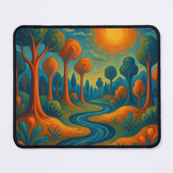 Item preview, Impressionist Forest River Path - Golden Sun Landscape Painting designed and sold by Nexus Space.