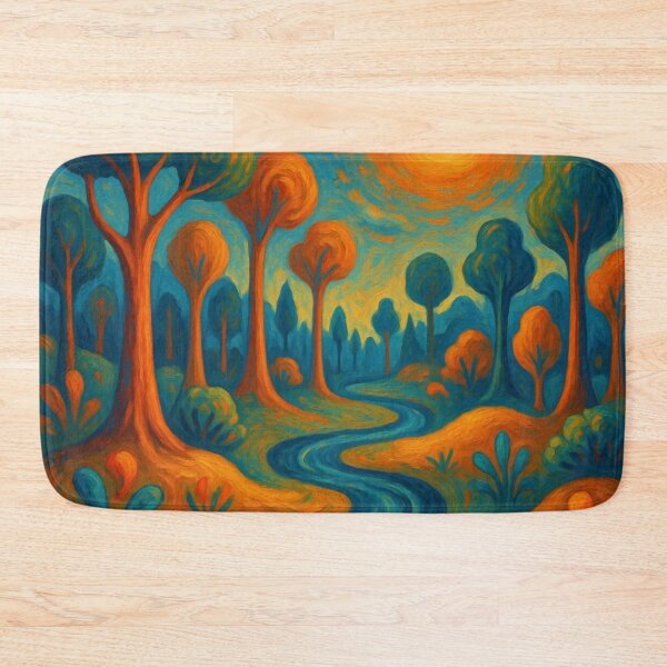 Item preview, Impressionist Forest River Path - Golden Sun Landscape Painting designed and sold by Nexus Space.