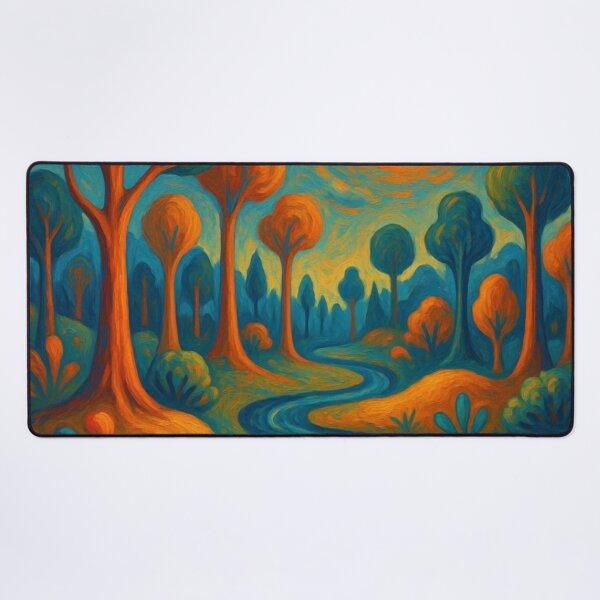 Item preview, Impressionist Forest River Path - Golden Sun Landscape Painting designed and sold by Nexus Space.