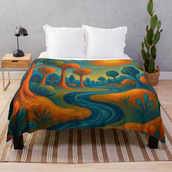Item preview, Impressionist Forest River Path - Golden Sun Landscape Painting designed and sold by Nexus Space.