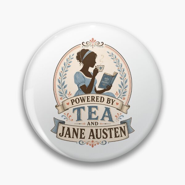 Item preview, Powered By Tea and Jane Austen Pride and Prejudice Silhouette Art designed and sold by Fenay Designs.