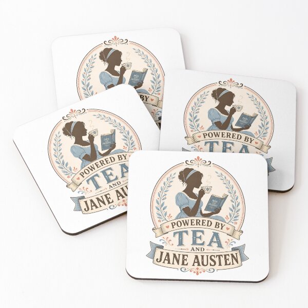 Item preview, Powered By Tea and Jane Austen Pride and Prejudice Silhouette Art designed and sold by Fenay Designs.