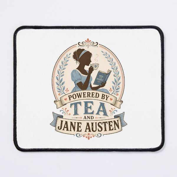 Item preview, Powered By Tea and Jane Austen Pride and Prejudice Silhouette Art designed and sold by Fenay Designs.