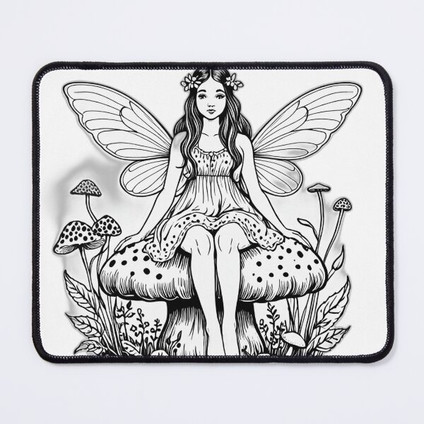 Item preview, Cottagecore Mushroom Fairy – Minimal Line Art 3 designed and sold by 996Basch.
