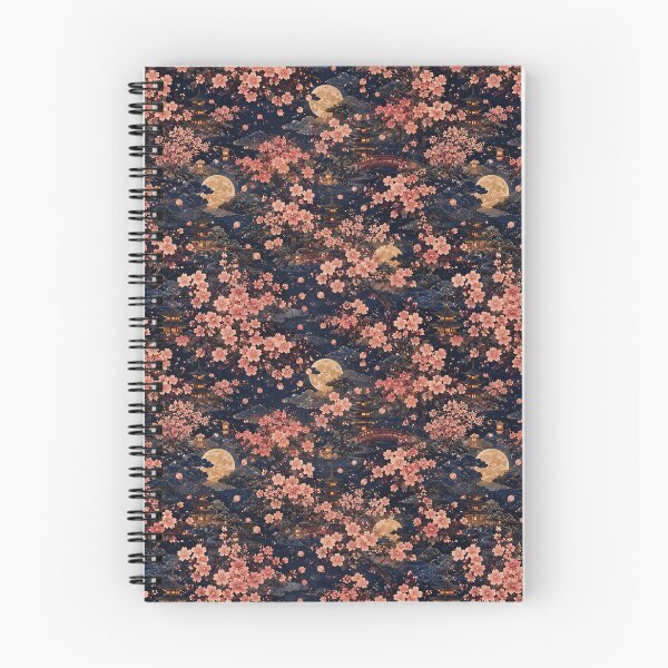 Item preview, Japanese Sakura Moon Garden Pattern designed and sold by PatternFranzy.