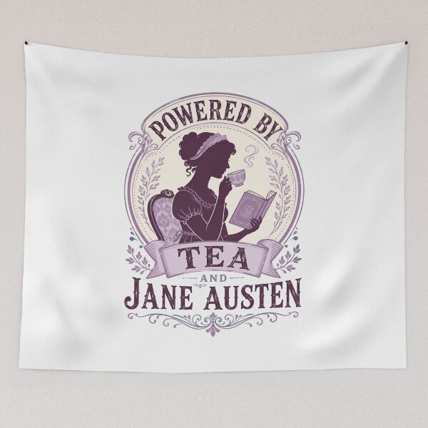 Item preview, Powered By Tea and Jane Austen Pride and Prejudice Purple Crest designed and sold by Fenay Designs.