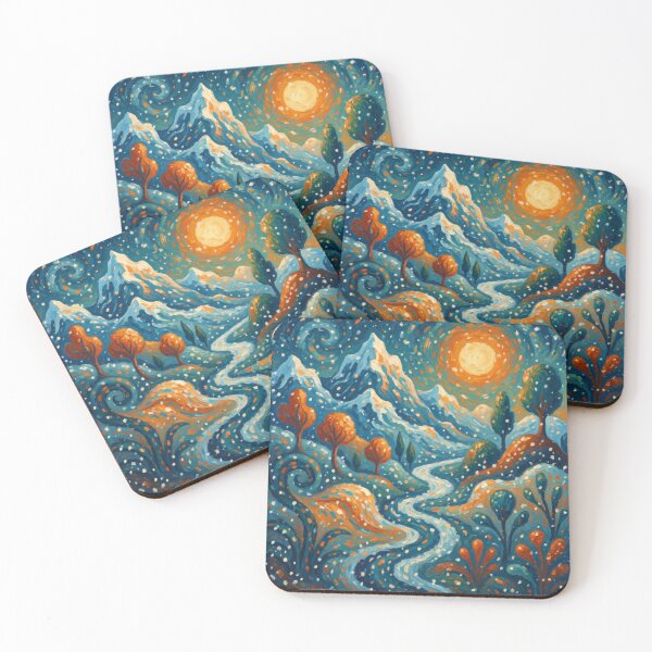 Item preview, Starry Winter Mountain - Impressionist Snow Landscape Painting designed and sold by Nexus Space.