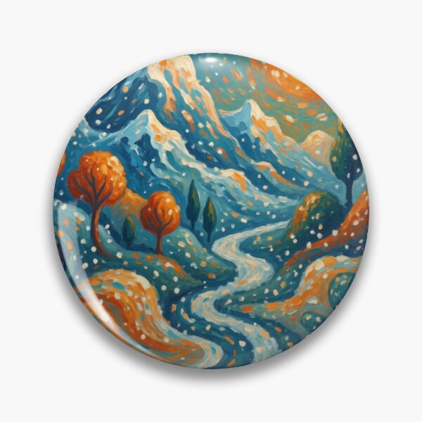 Item preview, Starry Winter Mountain - Impressionist Snow Landscape Painting designed and sold by Nexus Space.