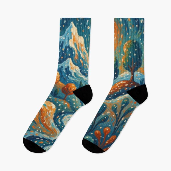 Item preview, Starry Winter Mountain - Impressionist Snow Landscape Painting designed and sold by Nexus Space.