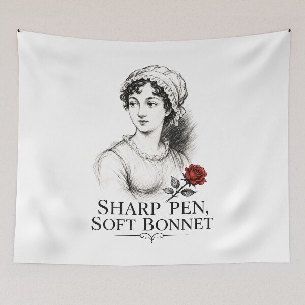 Item preview, Sharp Pen Soft Bonnet Jane Austen Pride and Prejudice Sketch Art designed and sold by Fenay Designs.