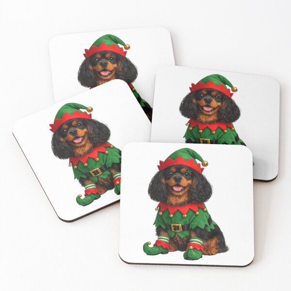 Item preview, Christmas Elf Black and Tan Cavalier designed and sold by SpottyRainbow.