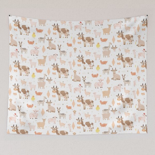 Item preview, Watercolor Cute Farm Animals Seamless Pattern designed and sold by mijaczeek.