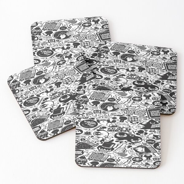 Item preview, Edgy Black and White Sticker Bomb - Cynical Collage, Skulls and Alternative Quotes designed and sold by RAYBIL.